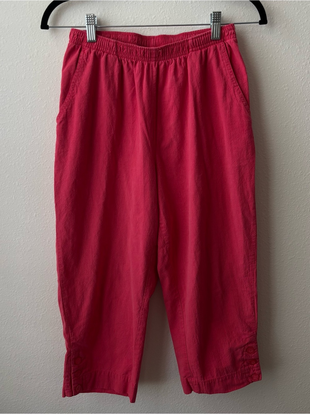 Cathy Daniels Hot Pink Elastic Waist Cotton Capri Pants